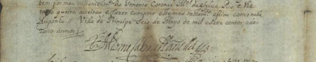 Transcrição do testamento de Tomé Cabral de Ornelas (1718)